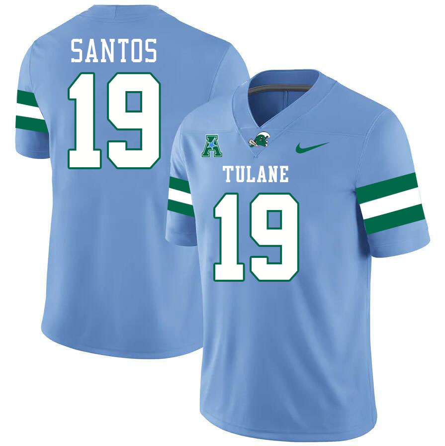 #19 Cairo Santos Tulane Green Wave Jersey College Football Uniforms,Apparels Stitched-Blue